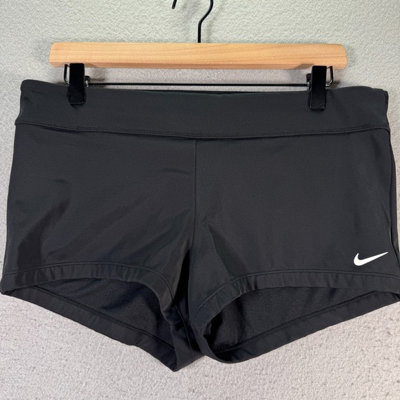 Nike Performance Game Shorts‎ Womens XL Black Swoosh Comfort Stretch Sportswear - Picture 1 of 12